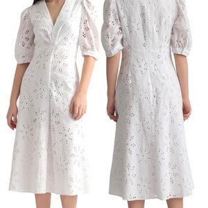 Beautiful white eyelet knot front midi dress.